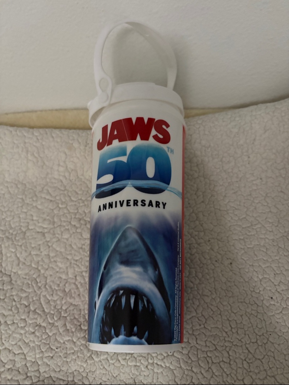 JAWS 50th Anniversary Shark Water Bottle; Slightly Expanded Top Due to Wash